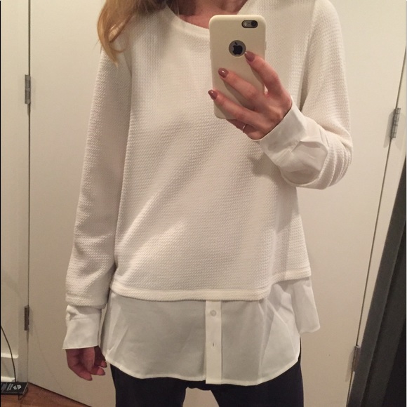 Calvin Klein Tops - Calvin Klein textured combo white top NEW M